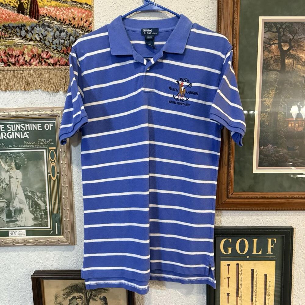 Vintage Polo Ralph Lauren Rugby Horse Designer Shirt Size Boys XL Men’s Small